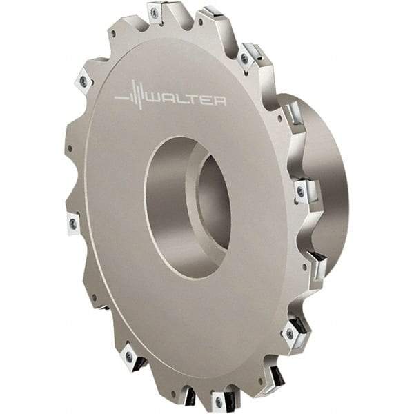 Walter - Shell Mount Connection, 2" Cutting Width, 1" Depth of Cut, 4" Cutter Diam, 1" Hole Diam, 5 Tooth Indexable Slotting Cutter - F4153.BN Toolholder, LN.U 080404 Insert, Right Hand Cutting Direction - Exact Tool & Supply