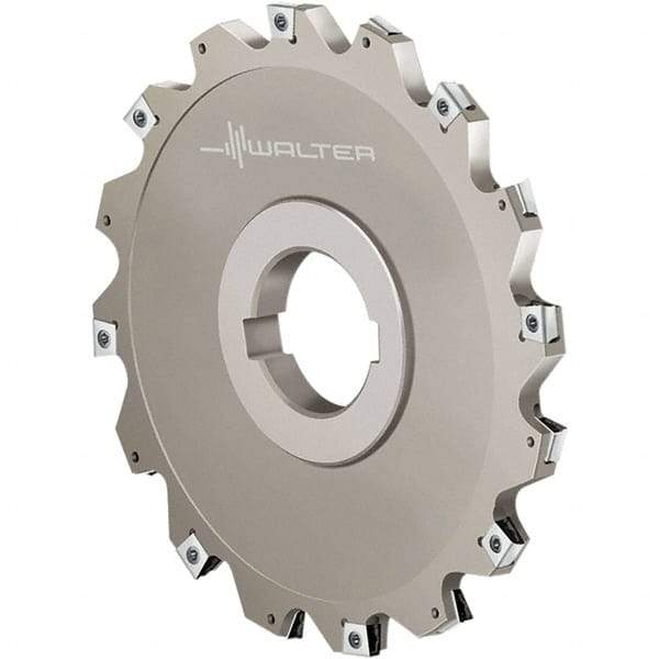 Walter - Arbor Hole Connection, 0.7087" Cutting Width, 0.4724" Depth of Cut, 80mm Cutter Diam, 1-1/16" Hole Diam, 4 Tooth Indexable Slotting Cutter - F4153.B Toolholder, LN.U 080304 Insert, Right Hand Cutting Direction - Exact Tool & Supply