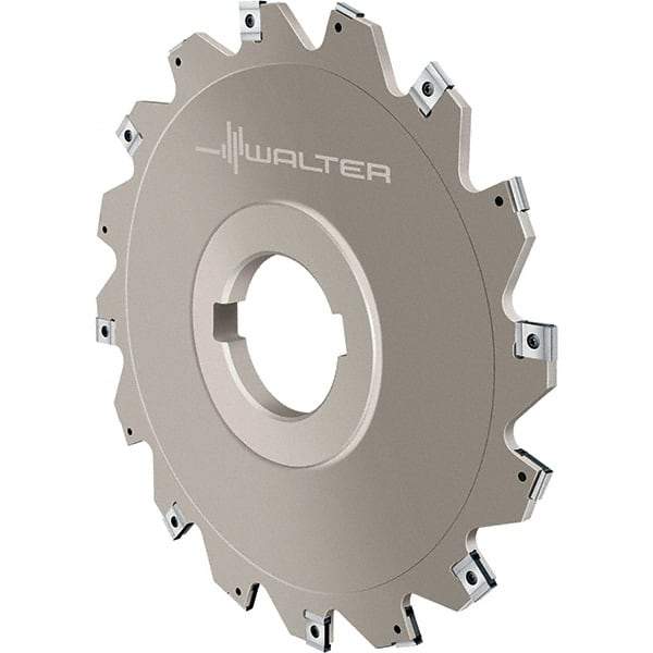 Walter - Arbor Hole Connection, 0.1575" Cutting Width, 0.7087" Depth of Cut, 80mm Cutter Diam, 1-1/16" Hole Diam, 4 Tooth Indexable Slotting Cutter - F4053.B Toolholder, LN.X 070204 Insert, Right Hand Cutting Direction - Exact Tool & Supply