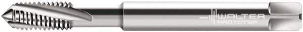 Walter-Prototyp - #8-32 UNC, 3 Flute, 15° Helix, Modified Bottoming Chamfer, Bright Finish, Powdered Metal Spiral Flute STI Tap - Right Hand Flute, 3.1496" OAL, 0.2362" Shank Diam, 0.5906" Thread Length, 3B Class of Fit, Series 224069 - Exact Tool & Supply