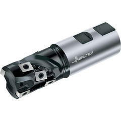 Walter - 1-1/2" Cut Diam, 1.772" Max Depth of Cut, 1-1/2" Shank Diam, 5.315" OAL, Indexable Square Shoulder Helical End Mill - Multiple Insert Styles, Weldon Shank, 90° Lead Angle, Through Coolant, Series Blaxx - Exact Tool & Supply