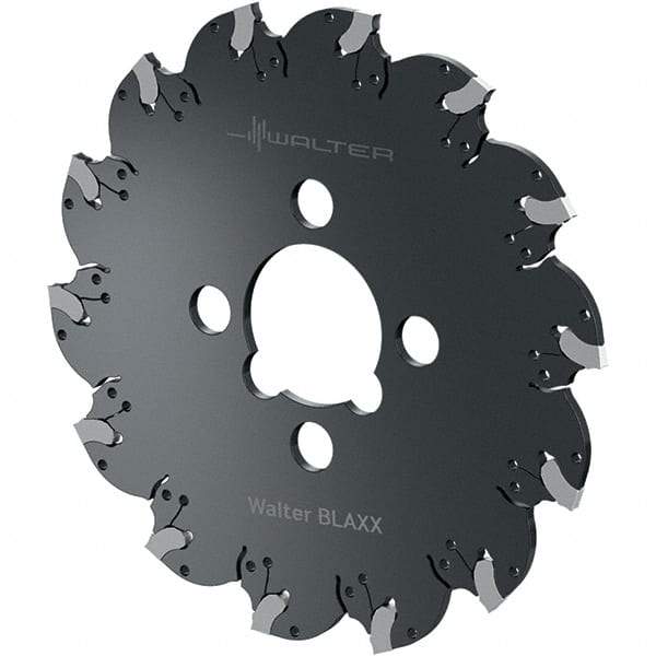 Walter - Arbor Hole Connection, 0.1575" Cutting Width, 0.5906" Depth of Cut, 63mm Cutter Diam, 0.6299" Hole Diam, 4 Tooth Indexable Slotting Cutter - F5055.B Toolholder, SX-4E Insert, Right Hand Cutting Direction - Exact Tool & Supply