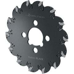Walter - Arbor Hole Connection, 0.1575" Cutting Width, 0.5906" Depth of Cut, 63mm Cutter Diam, 0.6299" Hole Diam, 4 Tooth Indexable Slotting Cutter - F5055.B Toolholder, SX-4E Insert, Right Hand Cutting Direction - Exact Tool & Supply