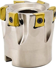 Seco - 5 Inserts, 2" Cut Diam, 0.315" Max Depth of Cut, Indexable Square-Shoulder Face Mill - 1.57" High, LOEX 0804 Insert Compatibility, Series Square T4-08 - Exact Tool & Supply