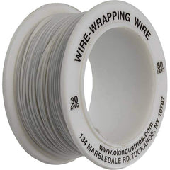 OK Industries - 30 AWG, 1 Strand, 15.2 m OAL, Copper Hook Up Wire - White Kynar Jacket - Exact Tool & Supply