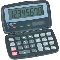 Canon - 8-Digit LCD 8 Function Handheld Calculator - 4-3/8 x 2-3/4 Display Size, Black, Solar & Battery Powered - Exact Tool & Supply