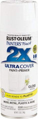 Rust-Oleum - White, Gloss, Enamel Spray Paint - 8 to 12 Sq. Ft. per Can, 12 Ounce Container - Exact Tool & Supply