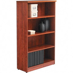 ALERA - 4 Shelf, 55" High x 31-3/4" Wide Bookcase - 14" Deep, Woodgrain Laminate, Medium Cherry - Exact Tool & Supply