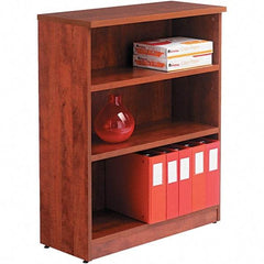ALERA - 3 Shelf, 39.38" High x 31-3/4" Wide Bookcase - 14" Deep, Woodgrain Laminate, Medium Cherry - Exact Tool & Supply