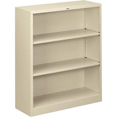 Hon - 3 Shelf, 41" High x 34-1/2" Wide Bookcase - 12-5/8" Deep, Steel, Putty - Exact Tool & Supply