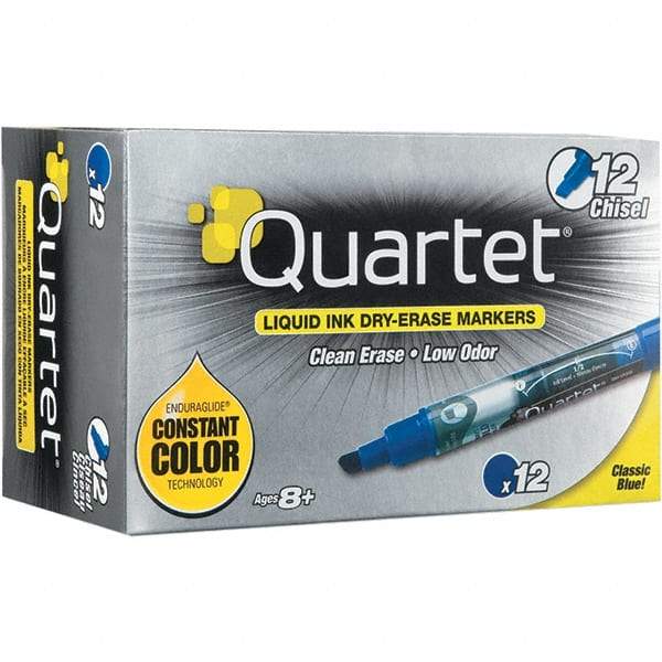 Quartet - Blue, Chisel Tip, Dozen EnduraGlide Dry Erase Markers - For Use with Dry Erase Marker Boards - Exact Tool & Supply