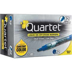 Quartet - Blue, Chisel Tip, Dozen EnduraGlide Dry Erase Markers - For Use with Dry Erase Marker Boards - Exact Tool & Supply