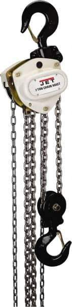 Jet - 6,600 Lb Lifting Capacity, 10' Lift Height, Hand Hoist - Made from Chain, 114' Overhaul to Lift 1' - Exact Tool & Supply