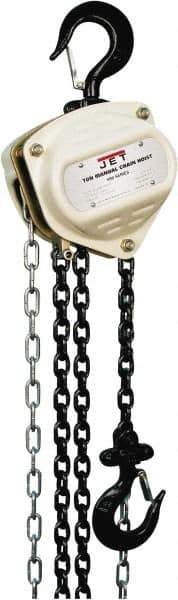 Jet - 1,100 Lb Lifting Capacity, 20' Lift Height, Hand Hoist - Made from Chain, 32' Overhaul to Lift 1' - Exact Tool & Supply