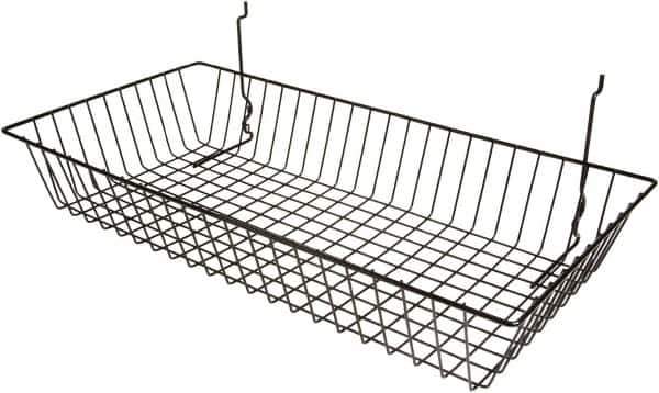 ECONOCO - 12" Deep, Rectangular Steel Peg Board/Slatwall Basket - 24" Wide x 4" High - Exact Tool & Supply