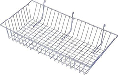 ECONOCO - 12" Deep, Rectangular Steel Peg Board/Slatwall Basket - 24" Wide x 4" High - Exact Tool & Supply