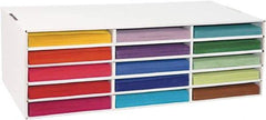 Pacon - 15 Compartments, 29-1/4" Wide x 9-1/2" High x 12-3/4" Deep, Storage Box - Corrugated Cardboard, White - Exact Tool & Supply