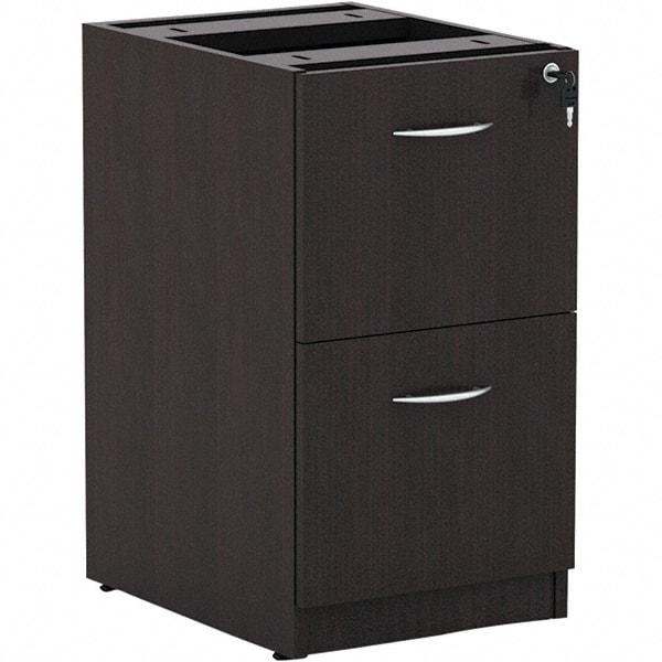 ALERA - 15" Wide x 28-1/2" High x 20-1/2" Deep, 2 Drawer Pedestal - Woodgrain Laminate, Espresso - Exact Tool & Supply