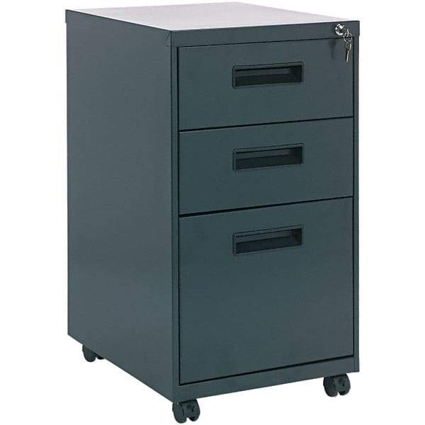ALERA - 14" Wide x 27-3/4" High x 19-1/8" Deep, 3 Drawer Pedestal - Steel, Charcoal - Exact Tool & Supply