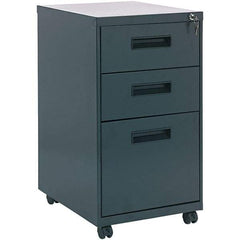 ALERA - 14" Wide x 27-3/4" High x 19-1/8" Deep, 3 Drawer Pedestal - Steel, Charcoal - Exact Tool & Supply