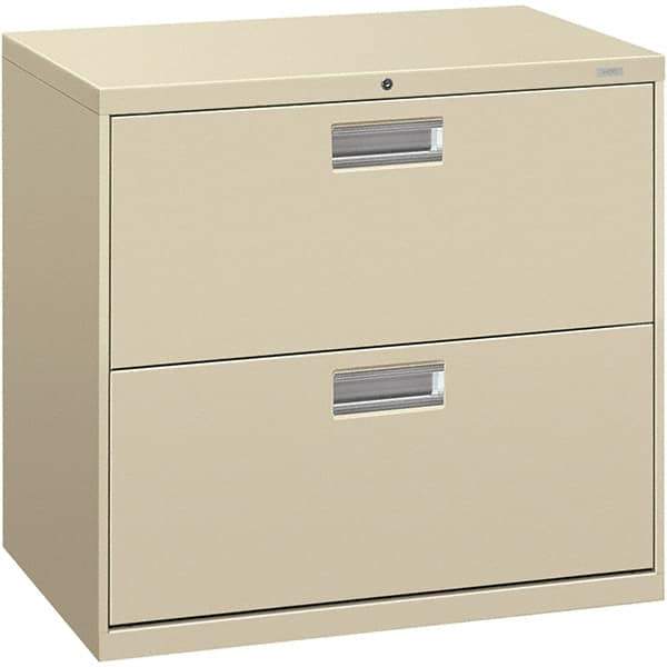 Hon - 30" Wide x 28.38" High x 19-1/4" Deep, 2 Drawer Lateral File - Steel, Putty - Exact Tool & Supply