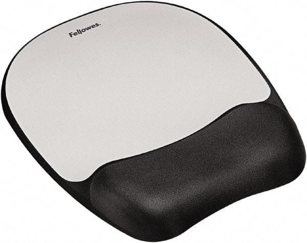 FELLOWES - 7-15/16" x 9-1/4" Black & Silver Mouse Pad/Wrist Rest - Use with Computer, Laptop - Exact Tool & Supply