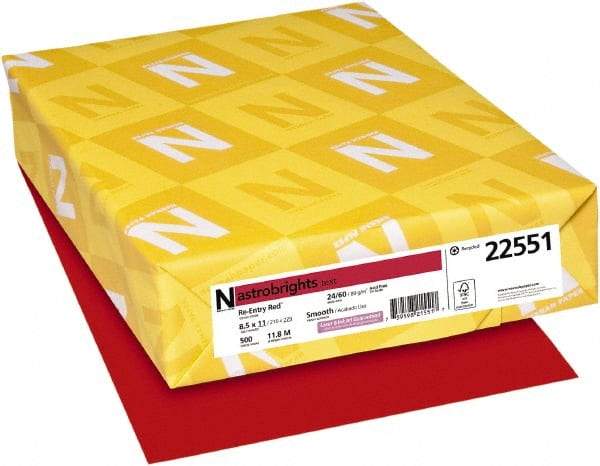 Neenah Paper - 8-1/2" x 11" Red Colored Copy Paper - Use with Laser Printers, Inkjet Printers, Copiers - Exact Tool & Supply
