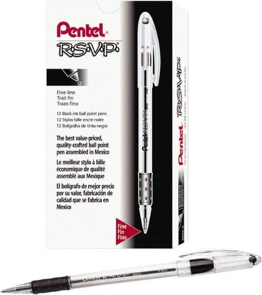 Pentel - Conical Ball Point Pen - Black - Exact Tool & Supply