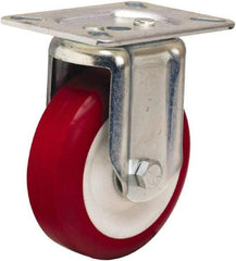 Hamilton - 4" Diam x 1-3/8" Wide x 5-1/16" OAH Top Plate Mount Rigid Caster - Polyurethane Mold on Polypropylene, 400 Lb Capacity, Sealed Precision Ball Bearing, 3-1/8 x 4-1/8" Plate - Exact Tool & Supply