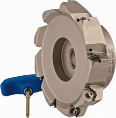 Iscar - 5.37" Cut Diam, 1-1/2" Arbor Hole, 0.18" Max Depth of Cut, 50° Indexable Chamfer & Angle Face Mill - 9 Inserts, IQ845 SYHU 07.. Insert, Right Hand Cut, Through Coolant, Series DoveIQMill - Exact Tool & Supply