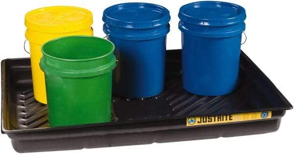 Justrite - 29 Gallon Capacity, 33 Inch Long x 47 Inch Wide, Polyurethane Spill Tray - 33 Inch Diameter, 5-1/2 Inch High, Black - Exact Tool & Supply