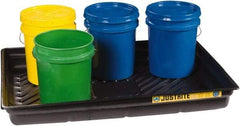 Justrite - 29 Gallon Capacity, 33 Inch Long x 47 Inch Wide, Polyurethane Spill Tray - 33 Inch Diameter, 5-1/2 Inch High, Black - Exact Tool & Supply