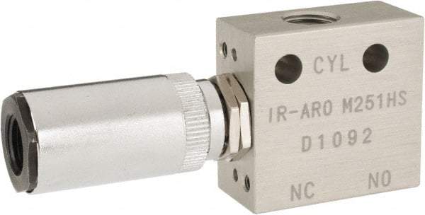 ARO/Ingersoll-Rand - 1/8" Inlet x 1/8" Outlet, Pilot Actuator, Spring Return, 2 Position, Body Ported Solenoid Air Valve - 0.25 CV, 3 Way, 140 psi, 122° Max Temp, 15° Min Temp - Exact Tool & Supply