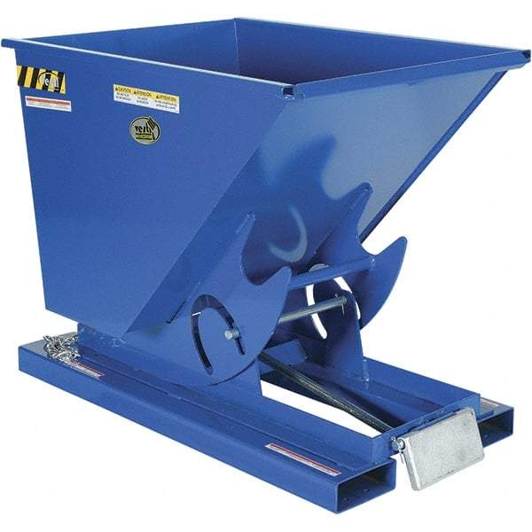 Vestil - 4,000 Lb Load Capacity, 1/2 Cu Yd, Steel Self-Dumping Hopper - 33-9/16" Wide x 51-7/8" Long x 38-1/16" High, Blue - Exact Tool & Supply