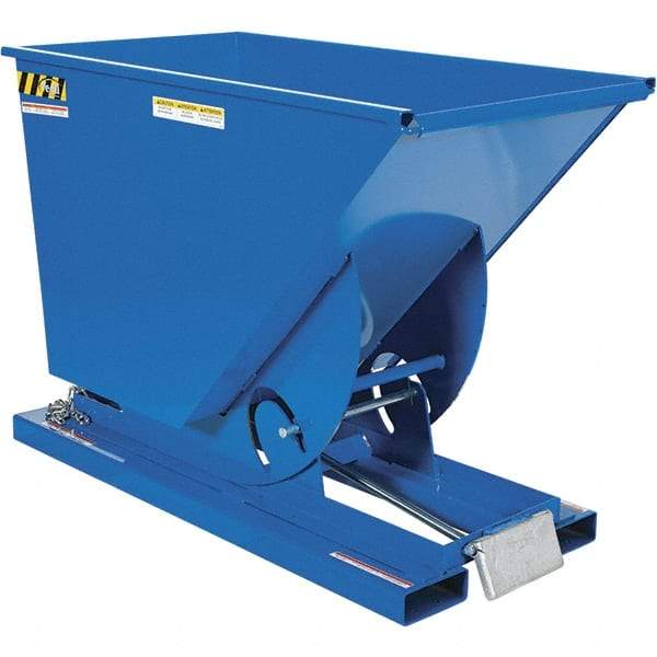 Vestil - 4,000 Lb Load Capacity, 3/4 Cu Yd, Steel Self-Dumping Hopper - 31-9/16" Wide x 61-1/8" Long x 42-3/4" High, Blue - Exact Tool & Supply