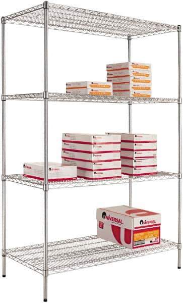 ALERA - 4 Shelf Wire Shelving - Starter Unit - 24" Deep x 72" High, - Exact Tool & Supply