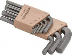 Paramount - 9 Piece L-Key Short Arm Hex Key Set - Hex Range 1.5 to 10mm, Steel - Exact Tool & Supply