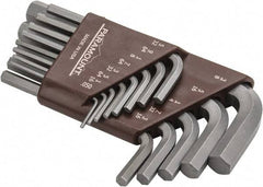 Paramount - 13 Piece L-Key Short Arm Hex Key Set - Hex Range 0.05 to 3/8", Steel - Exact Tool & Supply