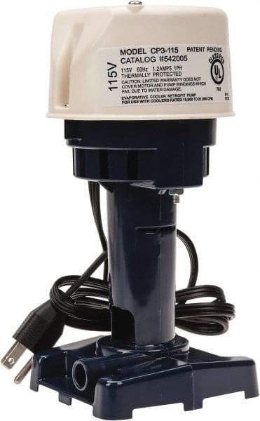 Little Giant Pumps - 1.2 Amp, 115 Volt, 1/30 hp, 1 Phase, Thermal Plastic Evaporative Cooler Pumps Machine Tool & Recirculating Pump - 9.3 GPM, 12 psi, 9" Overall Height, 4-1/2" Body Length, ABS Impeller, Open Fan Cooled Motor - Exact Tool & Supply