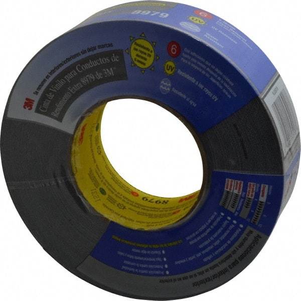 3M - 2" x 55m Black Duct Tape - 12.1 mil, Rubber Adhesive, Polyethylene Film Backing, 36 Lb/ln Tensile Strength, 200°F Max, Series 8979 - Exact Tool & Supply