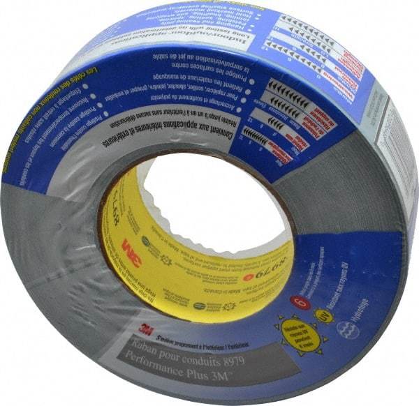 3M - 2" x 55m Blue Duct Tape - 12.1 mil, Rubber Adhesive, Polyethylene Film Backing, 36 Lb/ln Tensile Strength, 200°F Max, Series 8979 - Exact Tool & Supply