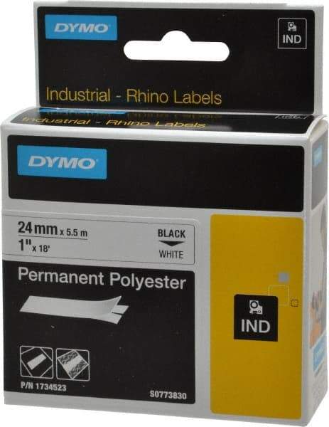 Rhino - 216" Long, White Permanent Polyester Tape Self Laminating Label - For RHINO 6000 or RHINO 6500 - Exact Tool & Supply