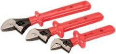 Wiha - 3 Piece, 1 to 1-1/2", Insulated Adjustable Wrench Set - Inch System of Measurement, Insulated Finish - Exact Tool & Supply