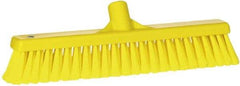 Vikan - 16" Fine Particle Synthetic Push Broom - 2" Bristle Length, Plastic Block, European Threaded Handle Connection - Exact Tool & Supply