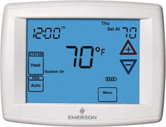 White-Rodgers - 45 to 99°F, 3 Heat, 2 Cool, Universal Touch Screen Programmable Thermostat - 0 to 30 Volts, Horizontal Mount, Electronic Contacts Switch - Exact Tool & Supply
