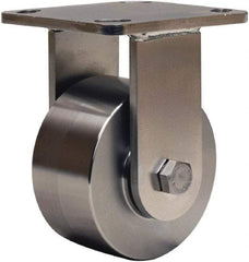 Hamilton - 4" Diam x 2" Wide x 5-5/8" OAH Top Plate Mount Rigid Caster - Forged Steel, 850 Lb Capacity, Stainless Steel Double Shielded Precision Ball Bearing, 4 x 4-1/2" Plate - Exact Tool & Supply