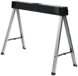 Stanley - Galvanized Sheet Metal & Polypropylene Foldup Sawhorse - Silver/Black & Yellow, For 2 x 4" Construction Applications - Exact Tool & Supply