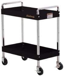 Blackhawk by Proto - 350 Lb Capacity, 30" Wide x 16" Long x 35-1/2" High Standard Utility Cart - 2 Shelf, Steel, Swivel Casters - Exact Tool & Supply