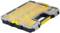 Stanley - 18-13/32" Wide x 13-29/32" High x 2-29/32" Deep, Shallow Small Parts Storage Box - Polypropylene Resin Frame, 10 Compartments, 3-1/4" Wide x 2" High x 5-3/8" Deep Bin - Exact Tool & Supply
