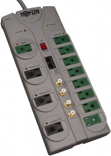 Tripp-Lite - 12 Outlets, 120 VAC15 Amps, 10' Cord, Power Outlet Strip - Floor, Keyhole Mount, 5-15 NEMA Configuration, 11.88" Strip - Exact Tool & Supply